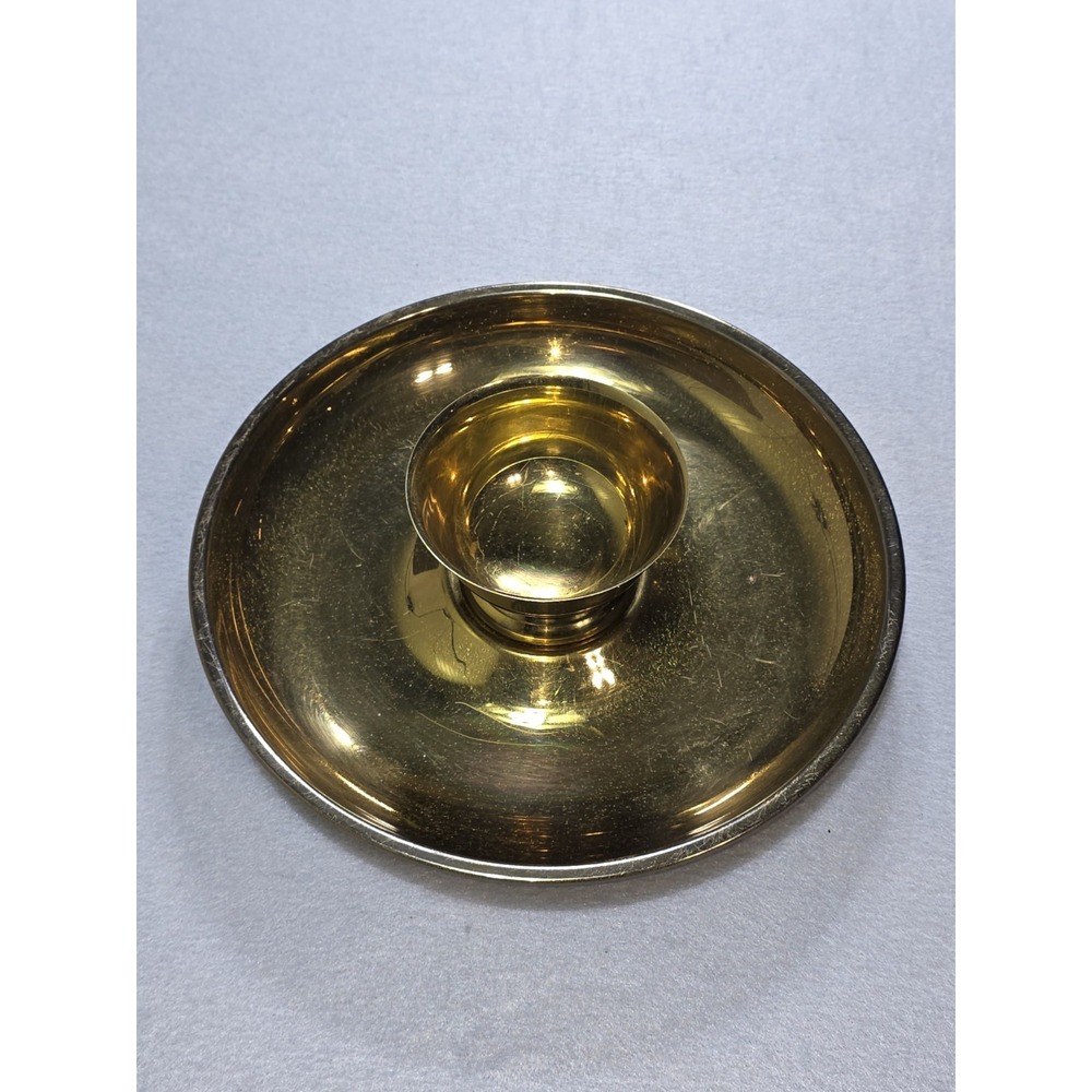 Vintage Brass chip & dip server relish tray
